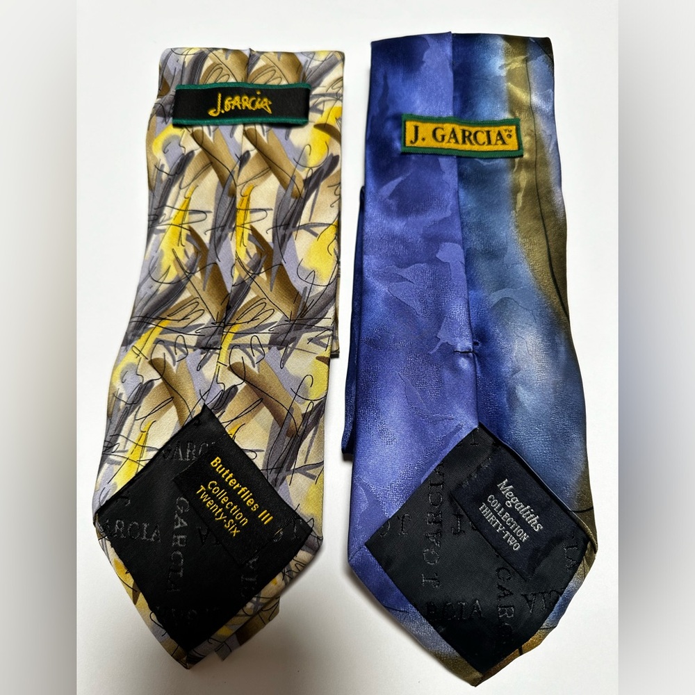 J. GARCIA | 2 Vintage Butterflies III & Megaliths Abstract Neck Ties